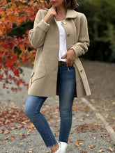 Aurohaya Elegant Women's Wool Coat with Bowtie, Double Breasted, Pockets, and Reversible Collar Casual and Stylish Autumn Winter Jacket